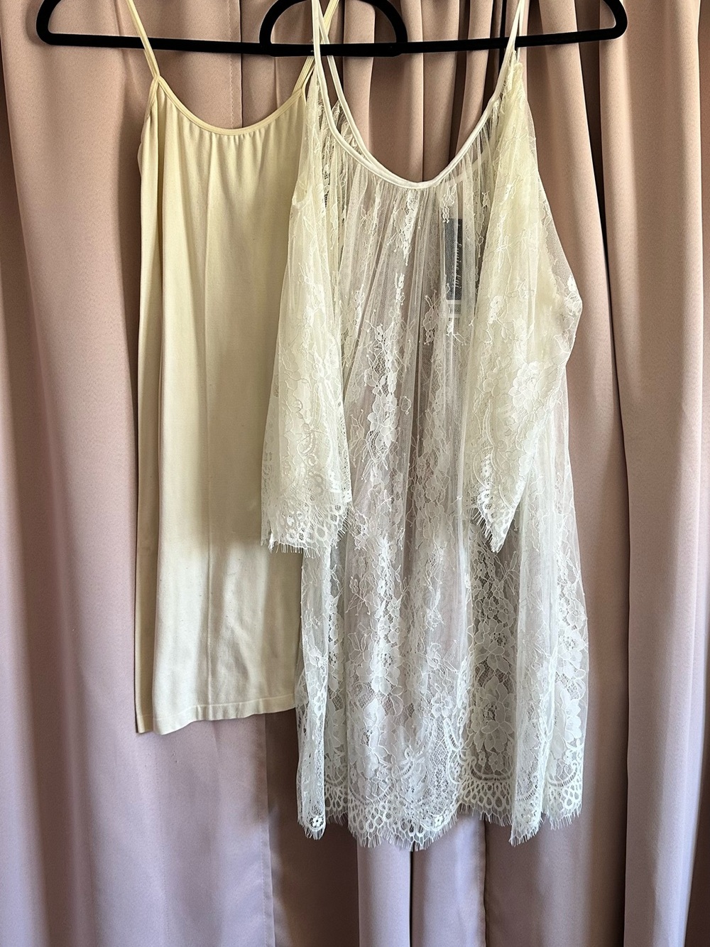 Western Ivory Lace Overlay Slip Dress Set